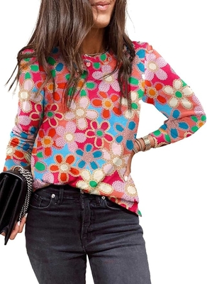 comprar Casual Polka Dots Tops Crewneck Camisas de manga larga Camisetas ligeras sueltas online manufacture