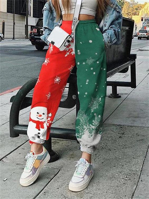 comprar Pantalones Para Mujeres Otoño Invierno Mujeres Nuevas Navidad Sublimación Impreso Calzoncillos Deportivos Casual Sueltos online manufacture