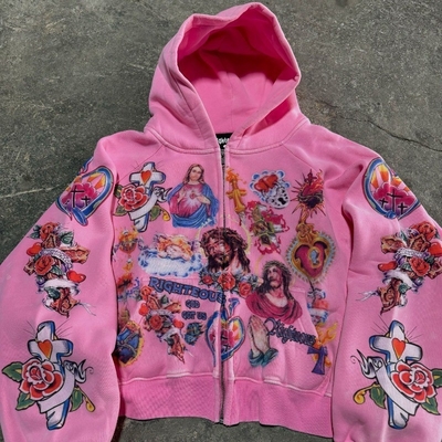 comprar Retro gótico rock letra impresa suéter con capucha Harajuku suéter suelto todo el juego conjunto de pareja online manufacture