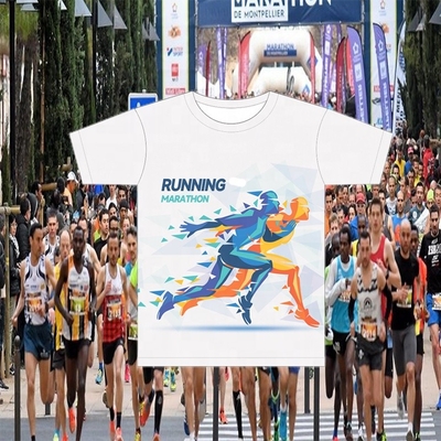 Maratón Correr Sublimación Impreso Deportivo Camisetas Crewneck Dri Fit Camiseta Sublimación