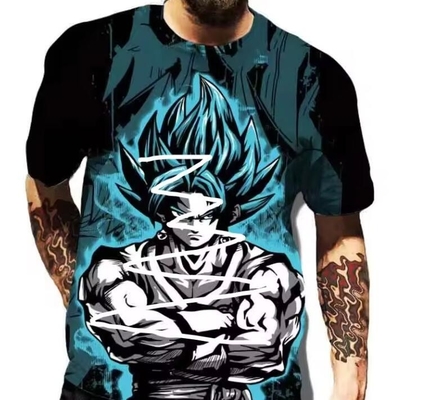 Anime Goku Sublimación T-shirts impresas con manga corta Ropa con patrones