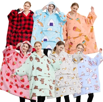 100% de poliéster de lana de gran tamaño mantas con capucha Unisex Ultra cómodo