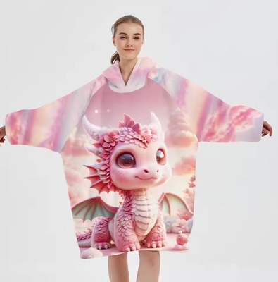 Impresión de posición personalizada Anime Large Fleece Hoodie Blanket Wearable