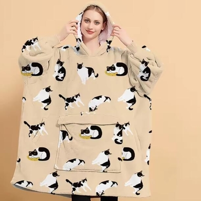 Animales Lujo Plush Blanco con capucha de franela Adultos cálidos Blanco con capucha de gran tamaño