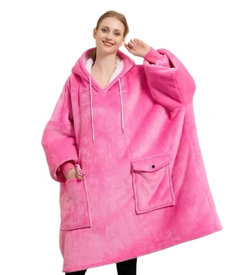 Color suave con capucha Sherpa de gran tamaño manta con capucha extra larga manta casual