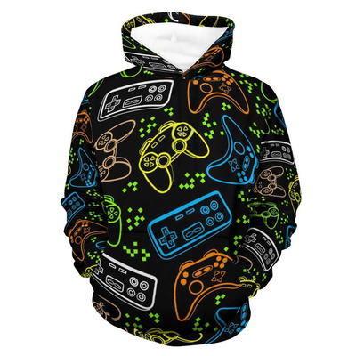 Camiseta con capucha de hombre Manga larga Impresión 3D de cuerda de dibujo Camiseta de moda casual con bolsillo grande