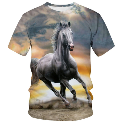 Hombres Mujeres Caballo camisetas impresas en 3D animalia gráfica camisetas de cuello de tripulación