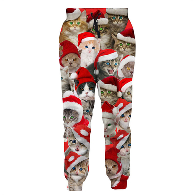 Impresión digital 3D Navidad Pantalla de sudor de copo de nieve Hombres y mujeres heterosexuales Pantalones largos