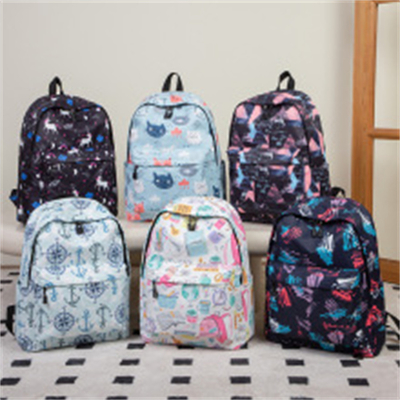 Mochila de nylon impermeable de hombre Impresión dulce clara Bolsa de estudiante Bolsa de mujer Bolsa de moda Bolsa de mujer