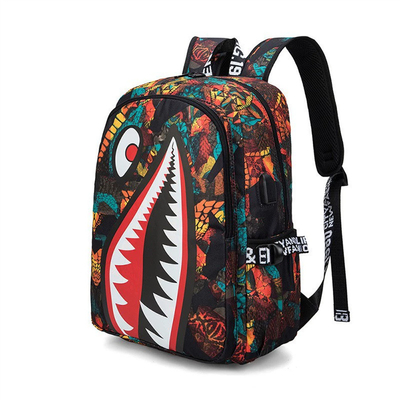 Impresión en 3D Estudiantes de escuela Bolso escolar de moda infantil Tiburón Patrón de personalidad Impresión ligera Ocio Mochila sencilla