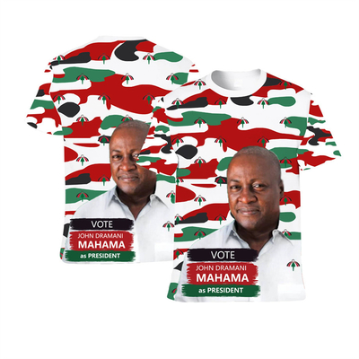 Camiseta de elecciones Eventos Impresión de bandera Camiseta hecha a medida Impresión de cuerpo completo Cuello redondo Camiseta de cultura Manga corta