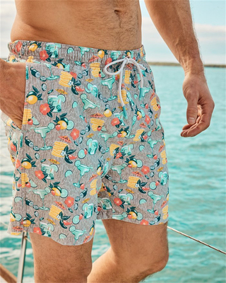 Pantalones de baño personalizados para hombres Impresión floral seca rápida Inseam Pantalones cortos de tablero de estiramiento con trajes de baño de compresión