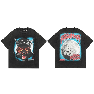 T-shirt gráfico de hombres de gran tamaño cuello de manga corta ropa de calle vintage camisetas