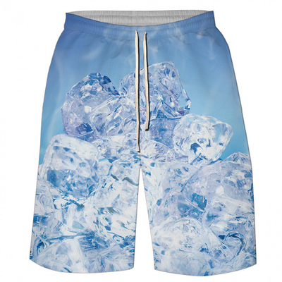 Logotipo personalizado Verano de playa de arena en blanco 100% de poliéster diseñador inspirado en hielo pantalones cortos de hombre con bolsillos