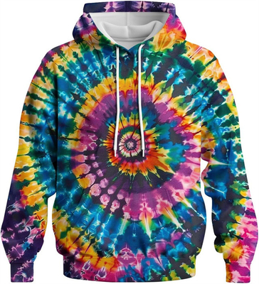 Color Arco iris Impreso con capucha corbata colorante sudadera de moda suéter gráfico para hombres mujeres