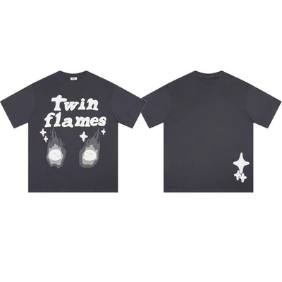 Impresión gráfica camiseta vintage de caída hombro manga corta calzoncillos largos de verano